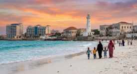 Lido Beach and Mogadishu coastline in Somalia